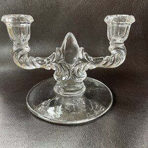 Vintage 40s Martinsville Double Teardrop Glass Candlestick Holder